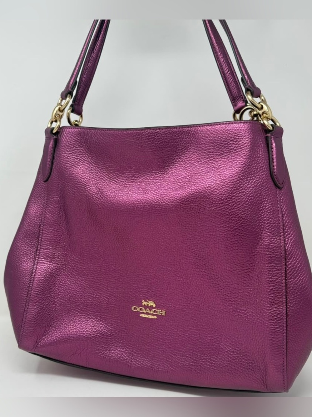 Coach Hadley Hobo — Metallic Berry/Magenta Pebbled Leather